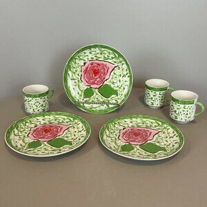 3 Gloria Vanderbilt Snack Set Plates & Cups Sincerely Yours Taste Setter Sigma